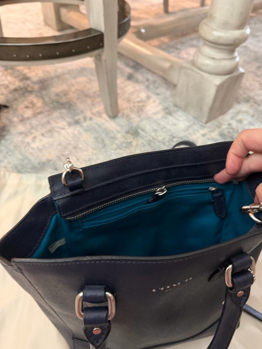Coach Navy Saffiano Leather Mini Tanner Tote - Picture 10 of 10